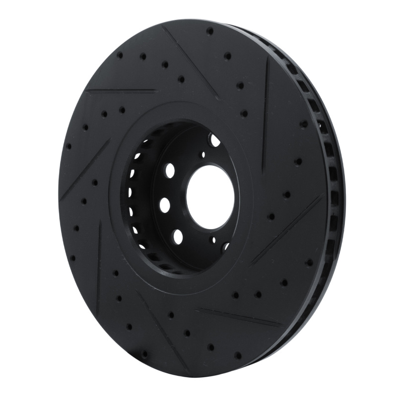 Lexus GS350 Brake Rotor (1) - Left Front - R1 Concepts - Drilled & Slotted - Black - `06-`20